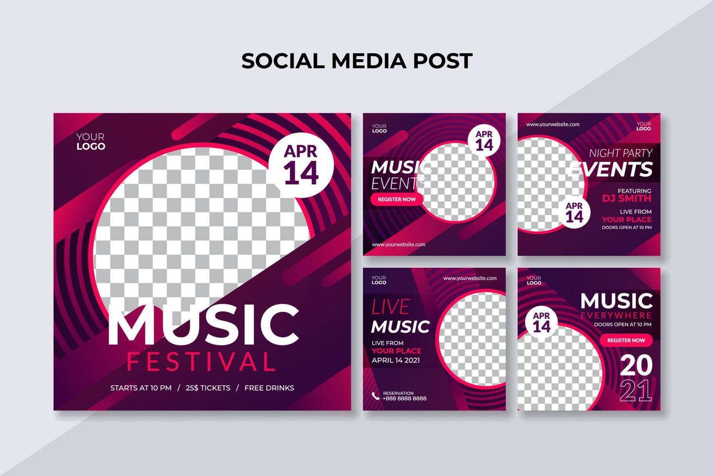 Vorlage für Social-Media-Beiträge zum Musikfestival vektor
