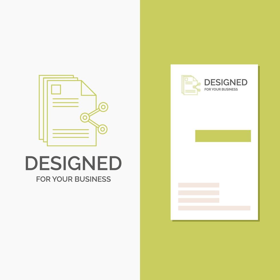 företag logotyp för innehåll. filer. delning. dela med sig. dokumentera. vertikal grön företag .besöker kort mall. kreativ bakgrund vektor illustration