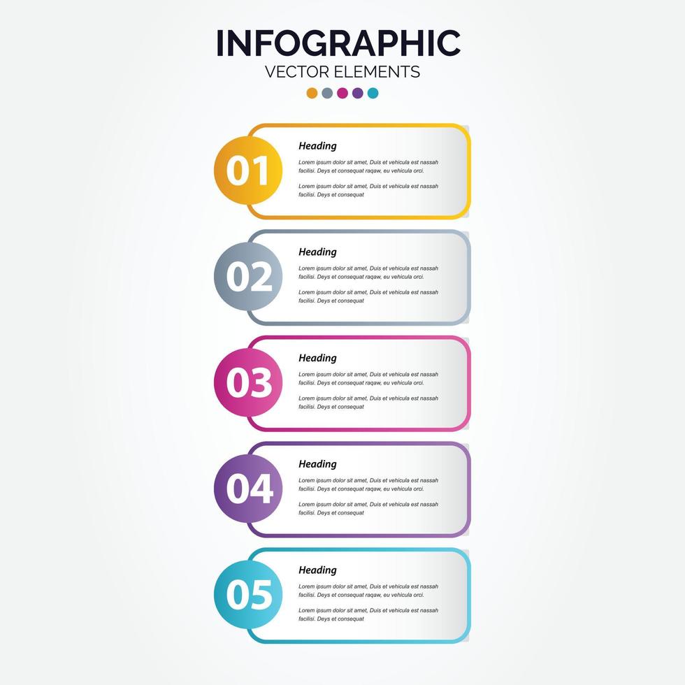 tidslinje 5 alternativ vertikal infographic för presentationer arbetsflöde bearbeta diagram strömma Diagram Rapportera vektor