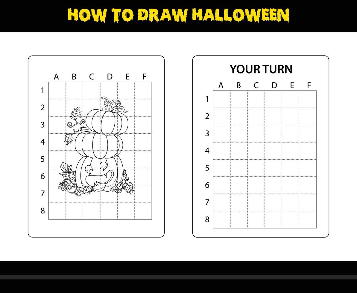 på vilket sätt till dra halloween för ungar. halloween teckning skicklighet färg sida för ungar. vektor