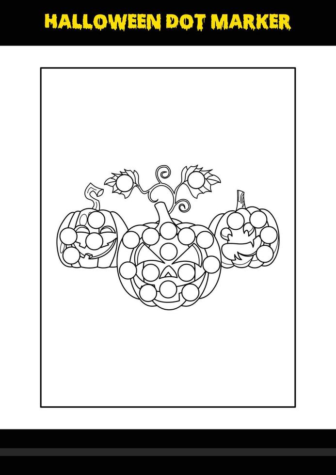 Halloween-Punktmarkierungs-Malseite für Kinder. Strichzeichnungen zum Ausmalen von Seitendesign für Kinder. vektor