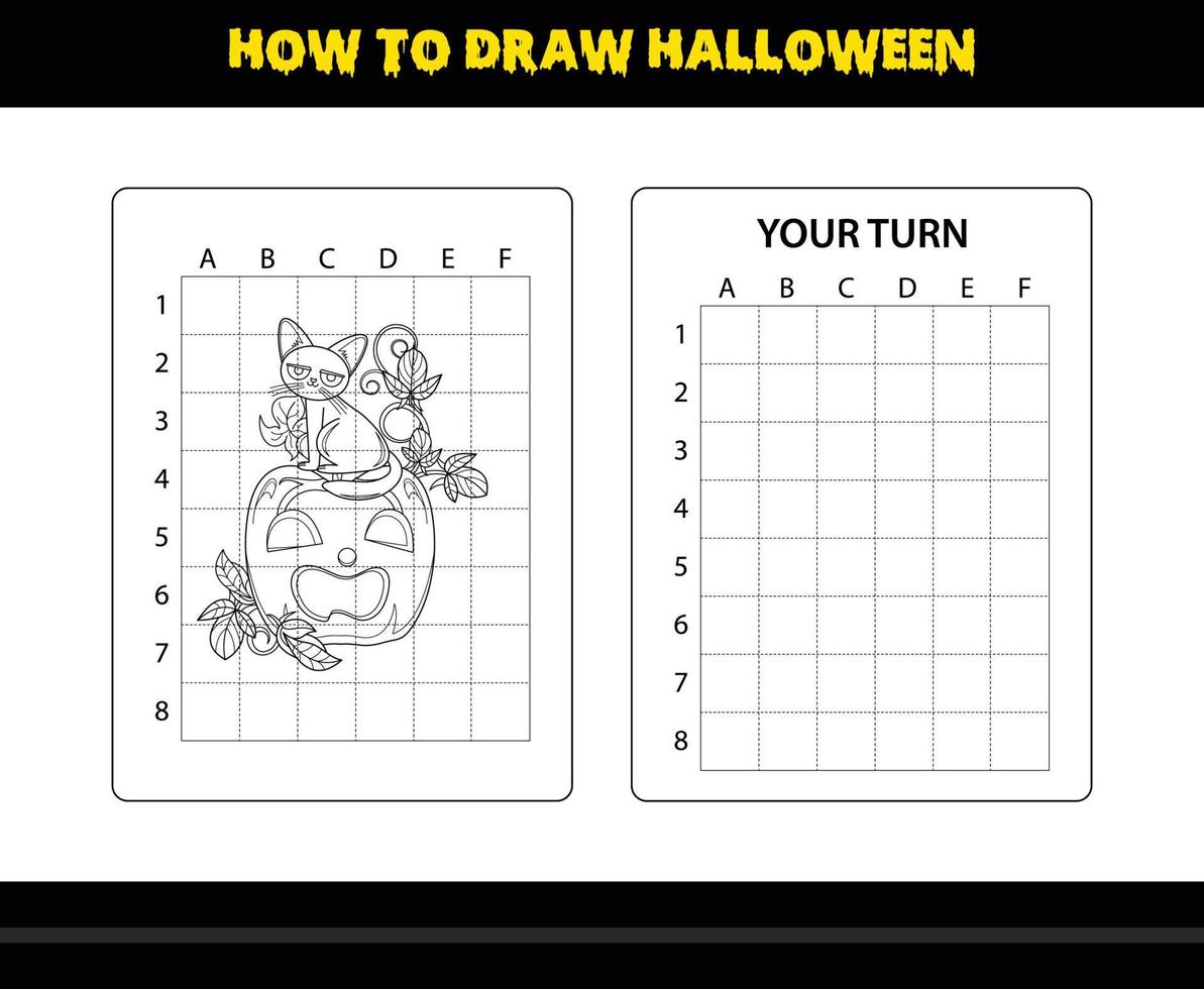 på vilket sätt till dra halloween för ungar. halloween teckning skicklighet färg sida för ungar. vektor