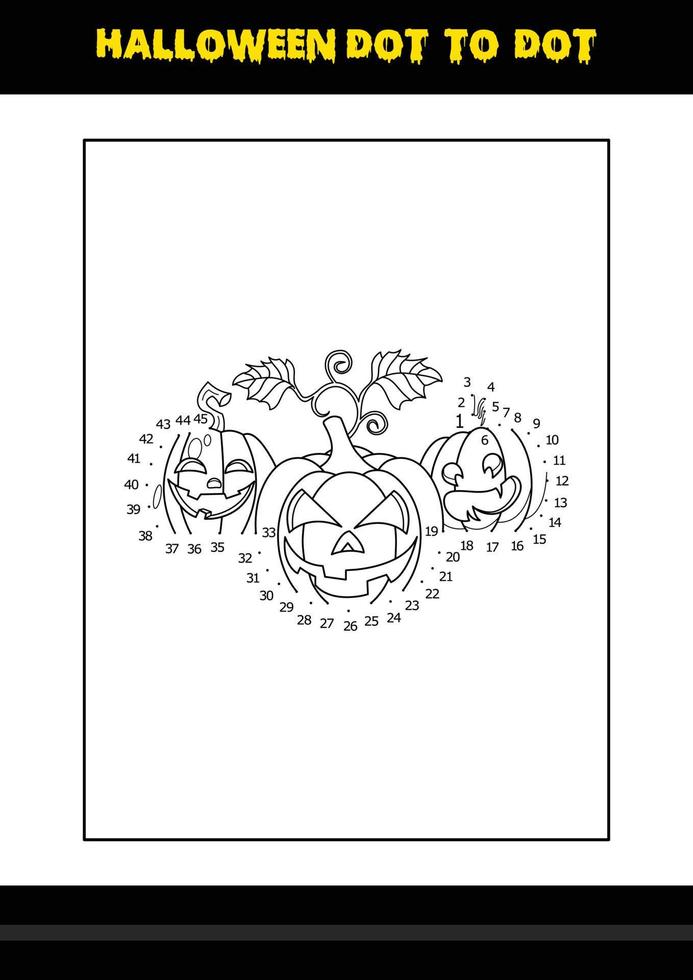 Halloween-Punkt-zu-Punkt-Malvorlagen für Kinder. Strichzeichnungen zum Ausmalen von Seitendesign für Kinder. vektor