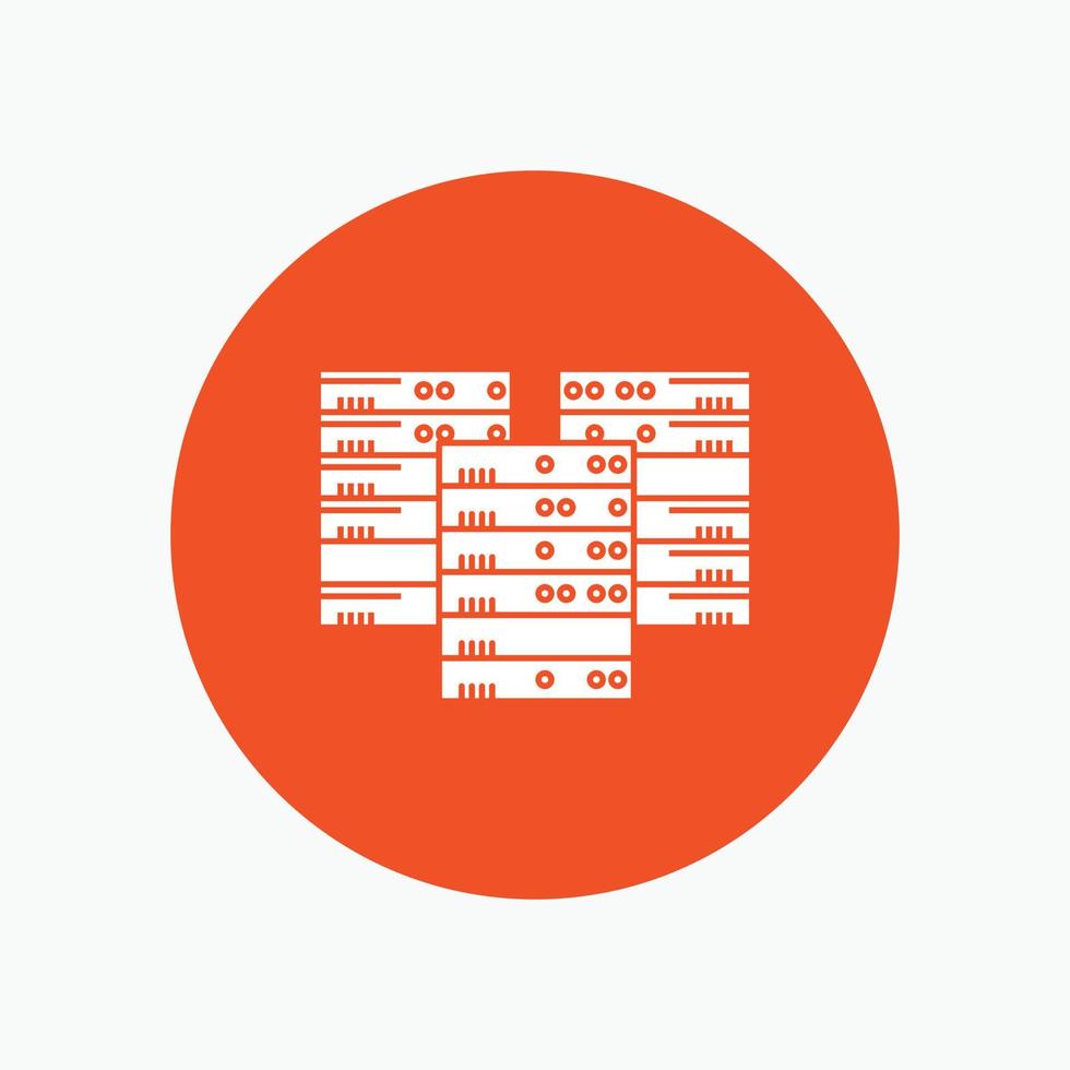 Centrum. Centrum. data. databas. server vit glyf ikon i cirkel. vektor knapp illustration