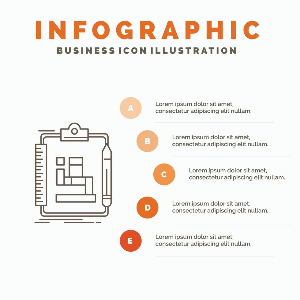 Algorithmus. Prozess. planen. Arbeit. Workflow-Infografik-Vorlage für Website und Präsentation. Linie graues Symbol mit orangefarbener Infografik-Stil-Vektorillustration vektor