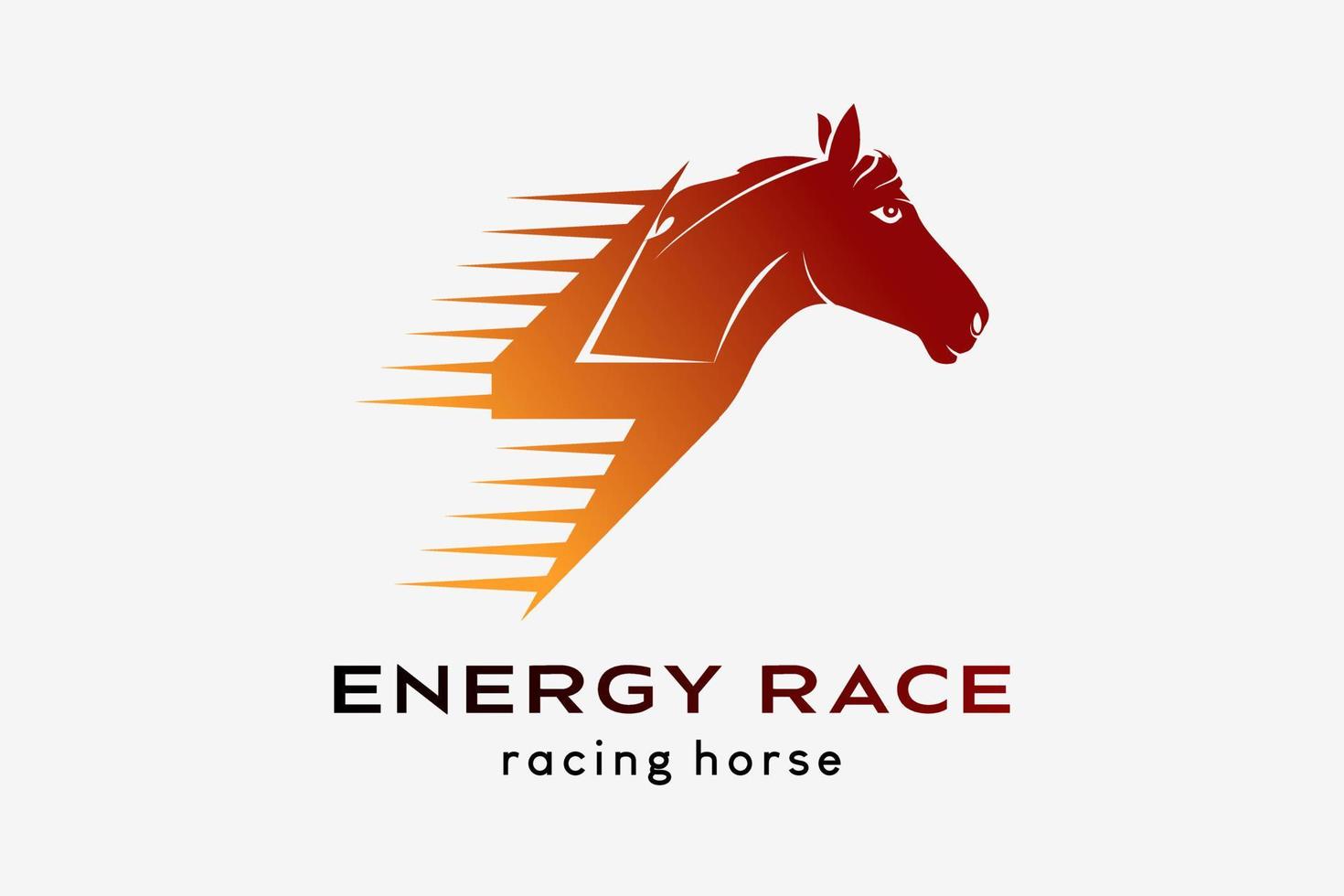 Rennpferd-Logo-Design oder Rennpferd, Pferdesilhouette kombiniert mit elektrischer Ikone vektor