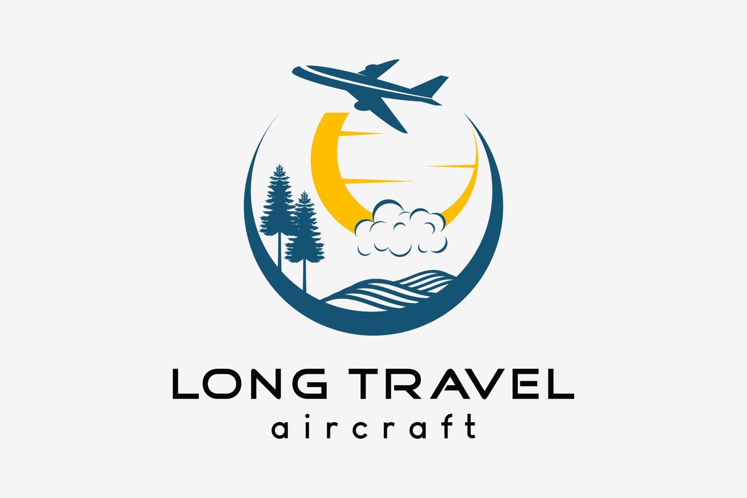 Flugzeug-Logo-Design, Tourismus-Geschäftsreise-Vektor-Illustration. Flugzeugsymbol mit Natur im kreativen Konzept vektor