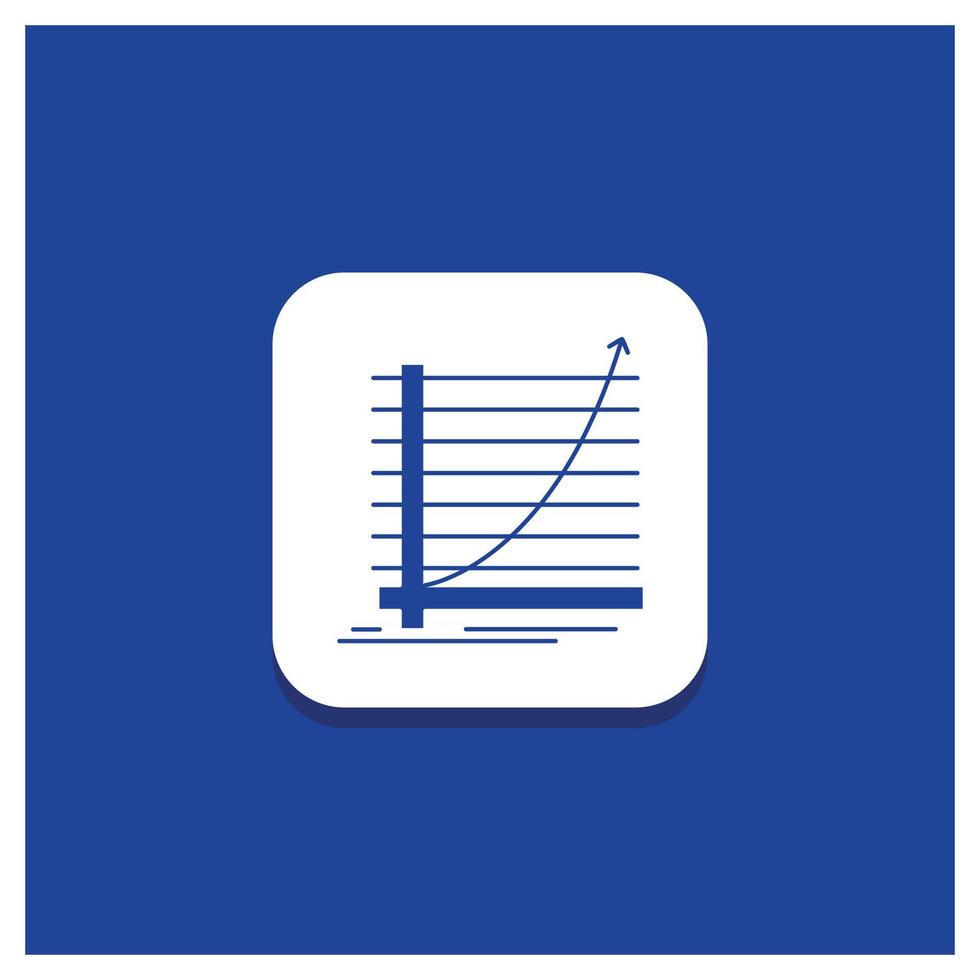 blå runda knapp för pil. Diagram. kurva. erfarenhet. mål glyf ikon vektor
