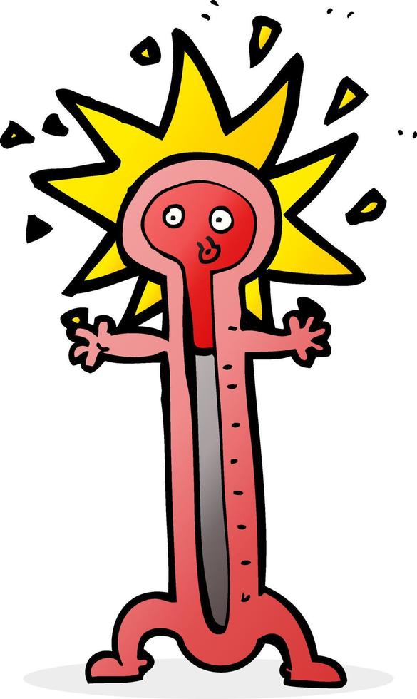 Doodle-Charakter-Cartoon-Thermometer vektor