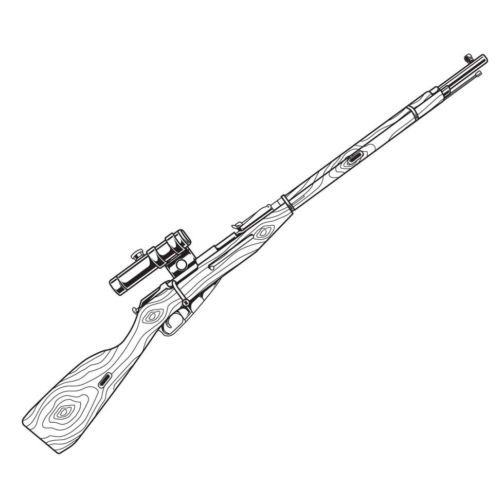 linje konst illustration pistol mosin nagant m91 vektor