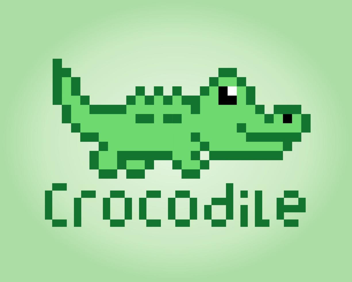 8-Bit-Pixel-Krokodilbild. Tiere in Vektorillustration für Retro-Spiele vektor
