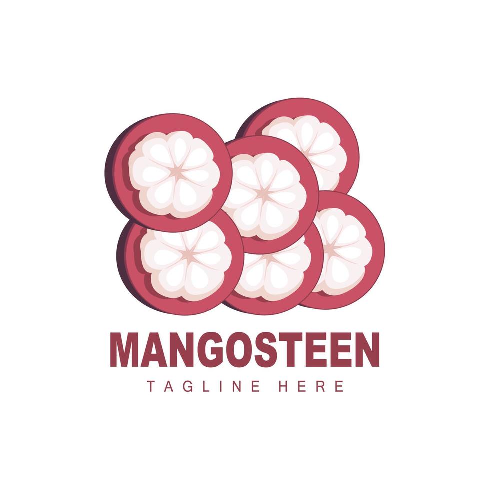 mangostan logotyp design, färsk frukt vektor för hud hälsa, frukt affär varumärke illustration och naturlig hud medicin