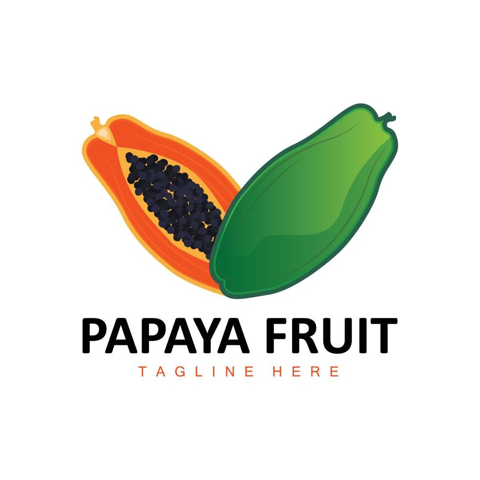 papaya logotyp design, vitamin frukt vektor, frukt produkt varumärke illustration ikon vektor