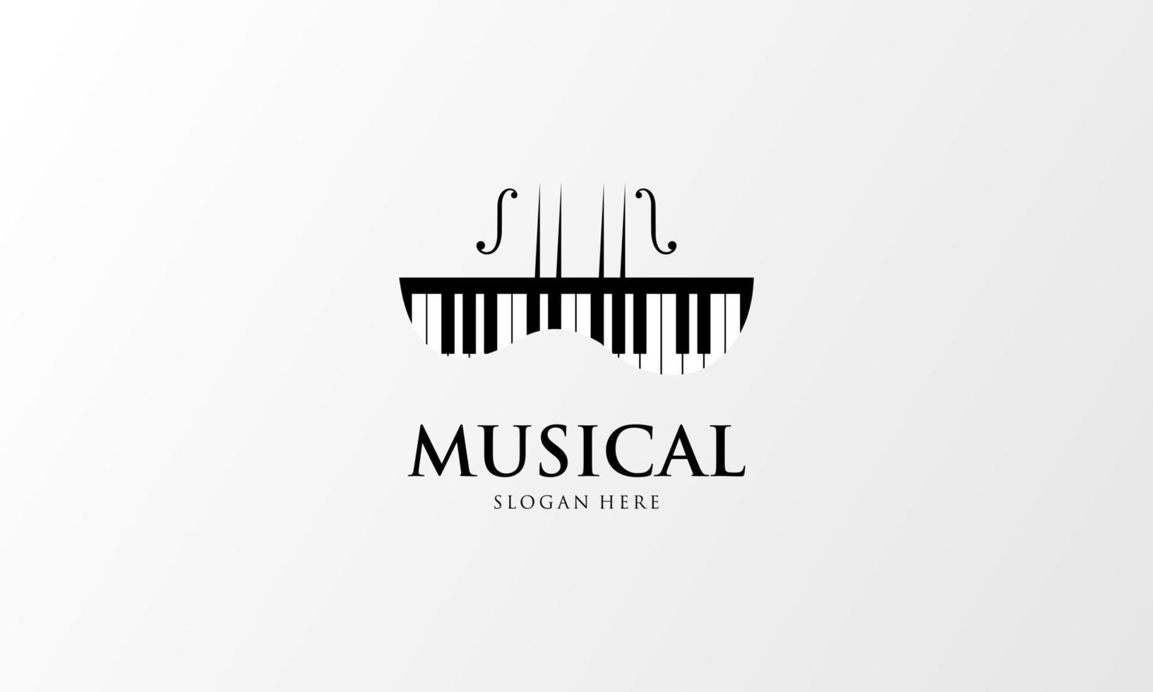 printviolin, piano nyckel, musikalisk instrument logotyp design vektor