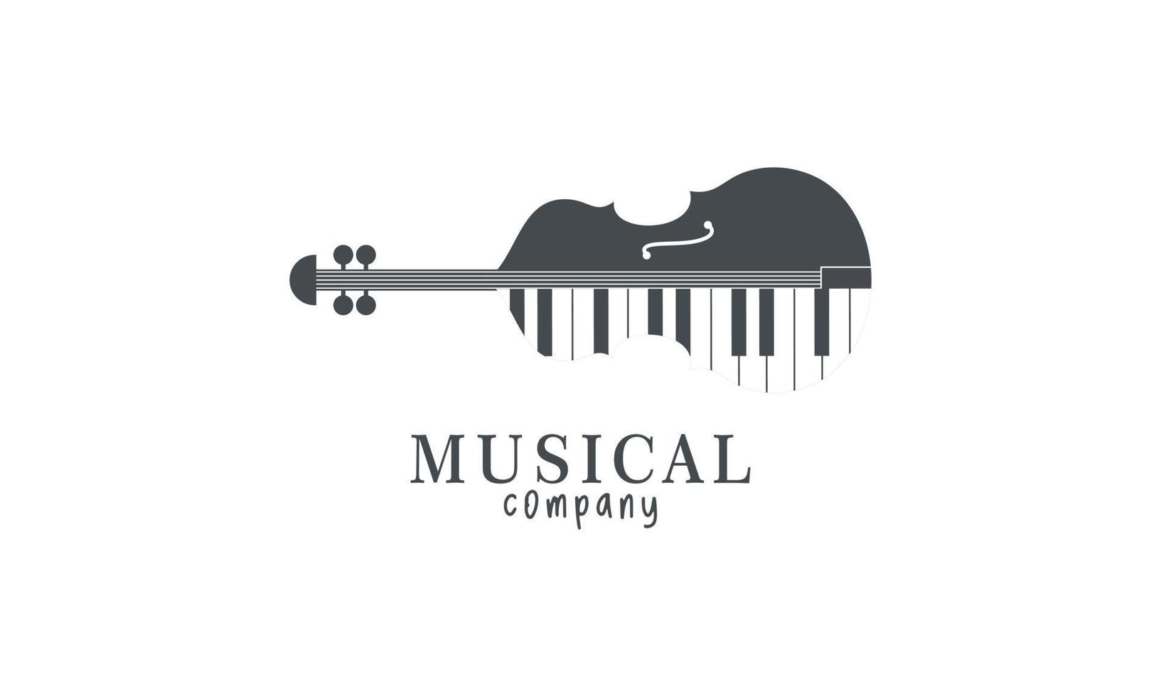 printviolin, piano nyckel, musikalisk instrument logotyp design vektor