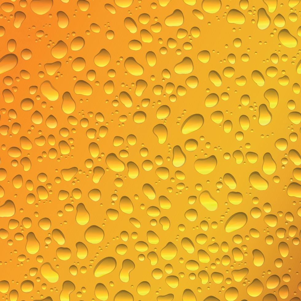 Wassertropfen auf goldenem Hintergrund. Kondensation realistischer reiner Regentropfen auf Bier vektor