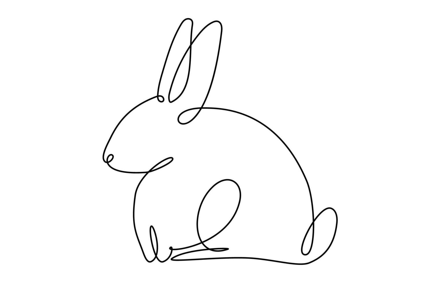 Osterhase mit Herz kontinuierliche einzeilige Zeichnung. Kaninchen einfaches Bild. minimalistische vektorillustration.druck vektor