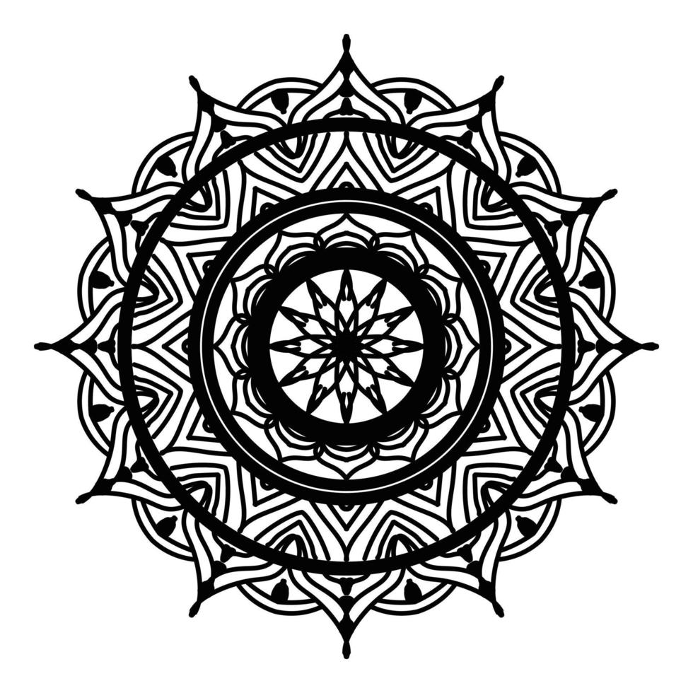 Schwarzes Mandala, dekorativer Luxus-Mandala-Designhintergrund, Mandala-Design, Mandala-Muster-Malbuchkunst-Tapetendesign, Fliesenmuster, Grußkarte, Schwarz-Weiß-Mandala vektor