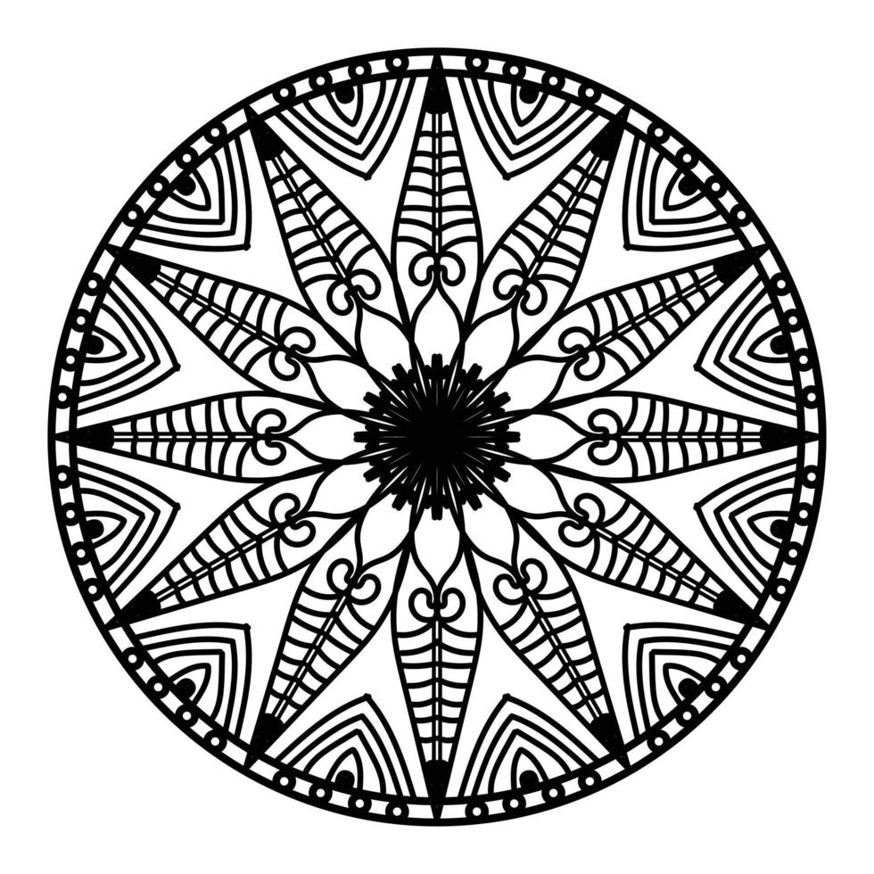 Schwarzes Mandala, dekorativer Luxus-Mandala-Designhintergrund, Mandala-Design, Mandala-Muster-Malbuchkunst-Tapetendesign, Fliesenmuster, Grußkarte, Schwarz-Weiß-Mandala vektor