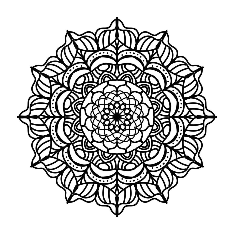 Schwarzes Mandala, dekorativer Luxus-Mandala-Designhintergrund, Mandala-Design, Mandala-Muster-Malbuchkunst-Tapetendesign, Fliesenmuster, Grußkarte, Schwarz-Weiß-Mandala vektor