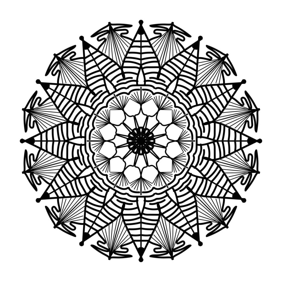 Schwarzes Mandala, dekorativer Luxus-Mandala-Designhintergrund, Mandala-Design, Mandala-Muster-Malbuchkunst-Tapetendesign, Fliesenmuster, Grußkarte, Schwarz-Weiß-Mandala vektor