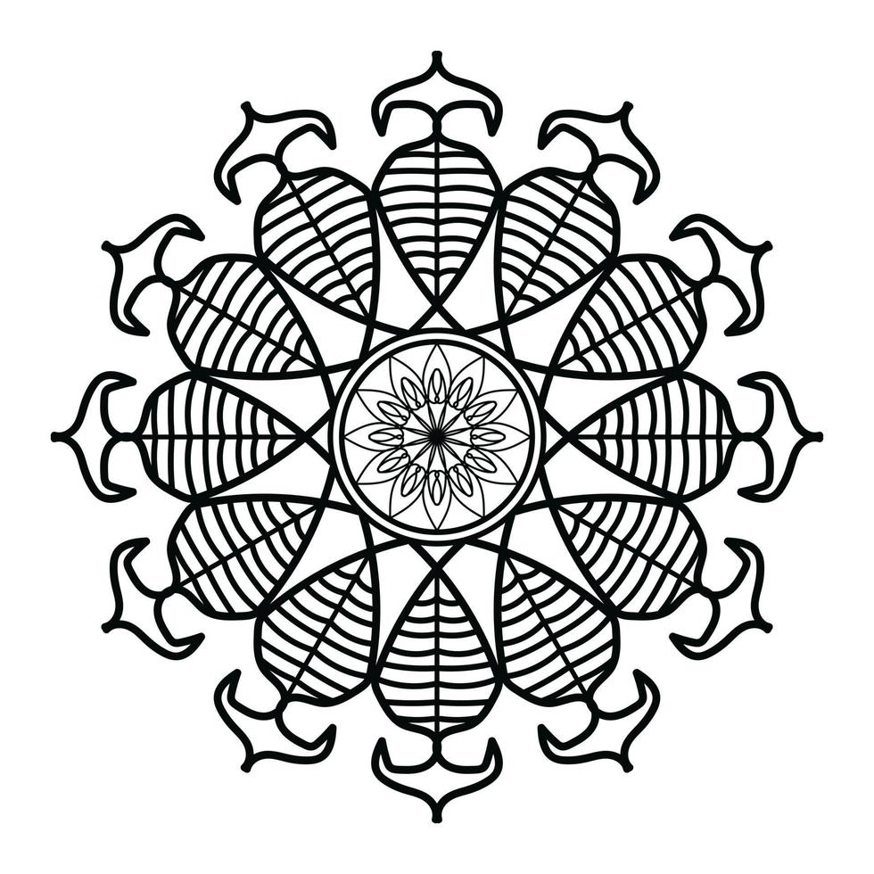 Schwarzes Mandala, dekorativer Luxus-Mandala-Designhintergrund, Mandala-Design, Mandala-Muster-Malbuchkunst-Tapetendesign, Fliesenmuster, Grußkarte, Schwarz-Weiß-Mandala vektor