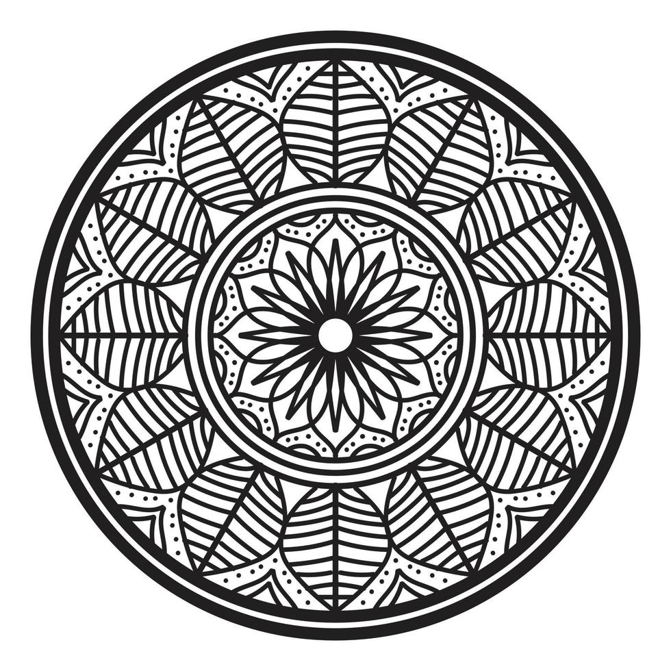 Schwarzes Mandala, dekorativer Luxus-Mandala-Designhintergrund, Mandala-Design, Mandala-Muster-Malbuchkunst-Tapetendesign, Fliesenmuster, Grußkarte, Schwarz-Weiß-Mandala vektor