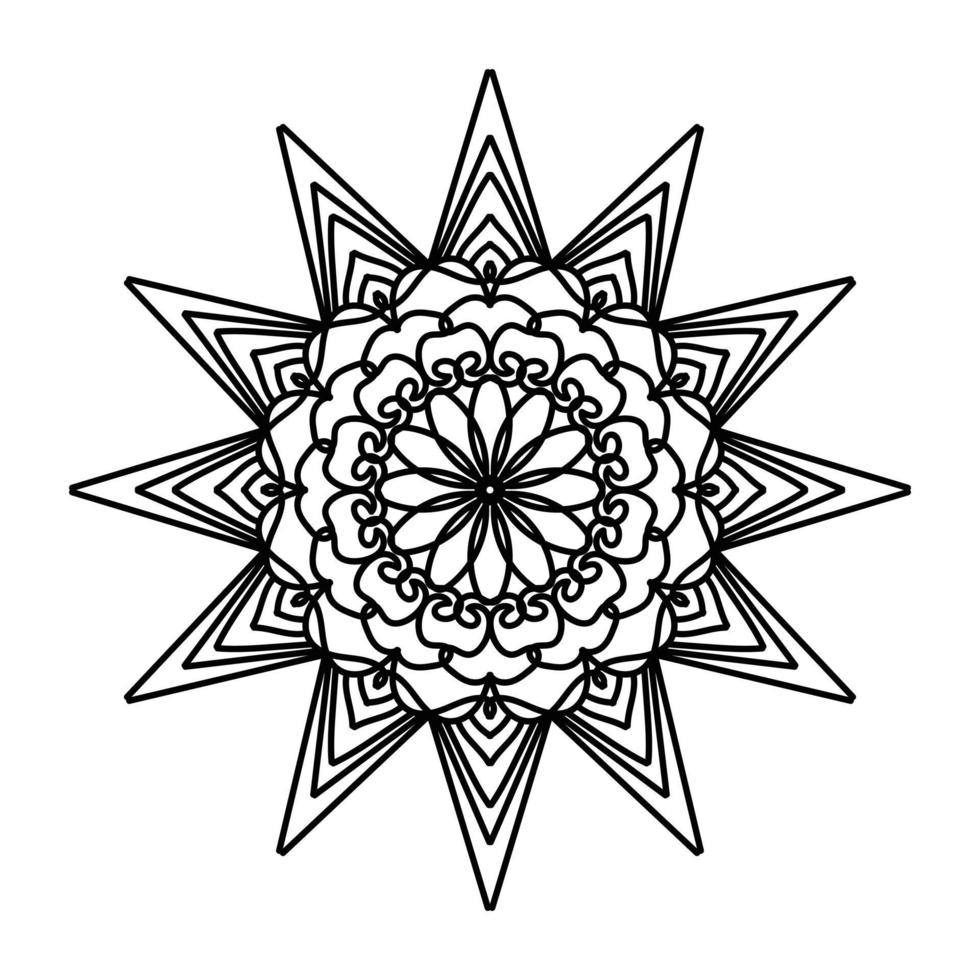 Schwarzes Mandala, dekorativer Luxus-Mandala-Designhintergrund, Mandala-Design, Mandala-Muster-Malbuchkunst-Tapetendesign, Fliesenmuster, Grußkarte, Schwarz-Weiß-Mandala vektor