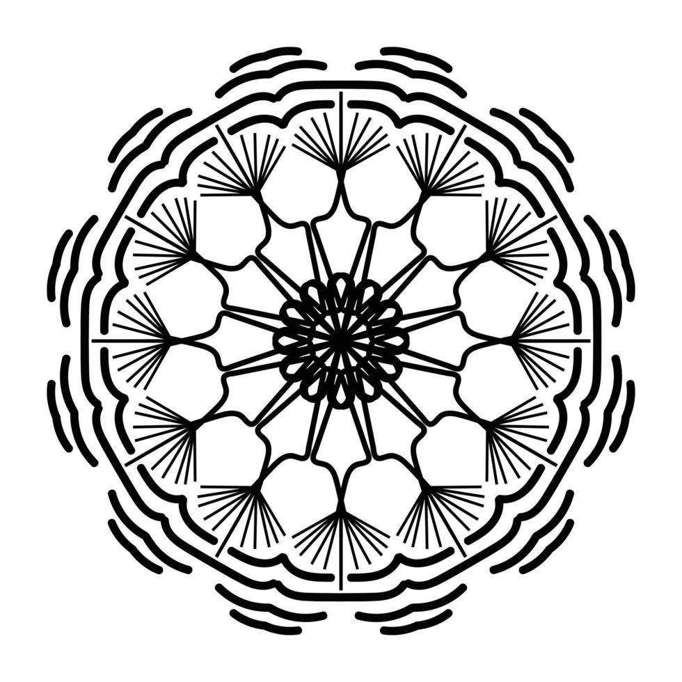 Schwarzes Mandala, dekorativer Luxus-Mandala-Designhintergrund, Mandala-Design, Mandala-Muster-Malbuchkunst-Tapetendesign, Fliesenmuster, Grußkarte, Schwarz-Weiß-Mandala vektor