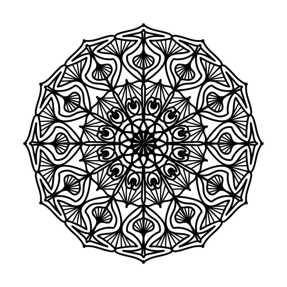 Schwarzes Mandala, dekorativer Luxus-Mandala-Designhintergrund, Mandala-Design, Mandala-Muster-Malbuchkunst-Tapetendesign, Fliesenmuster, Grußkarte, Schwarz-Weiß-Mandala vektor