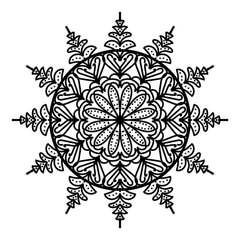 Schwarzes Mandala, dekorativer Luxus-Mandala-Designhintergrund, Mandala-Design, Mandala-Muster-Malbuchkunst-Tapetendesign, Fliesenmuster, Grußkarte, Schwarz-Weiß-Mandala vektor