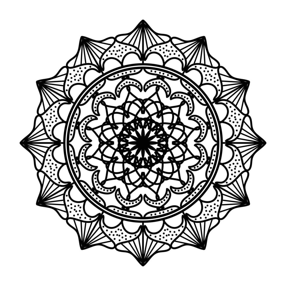 Schwarzes Mandala, dekorativer Luxus-Mandala-Designhintergrund, Mandala-Design, Mandala-Muster-Malbuchkunst-Tapetendesign, Fliesenmuster, Grußkarte, Schwarz-Weiß-Mandala vektor