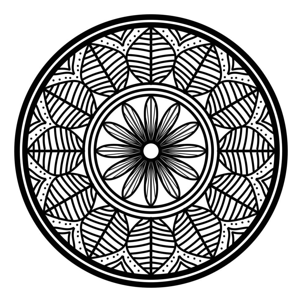 Schwarzes Mandala, dekorativer Luxus-Mandala-Designhintergrund, Mandala-Design, Mandala-Muster-Malbuchkunst-Tapetendesign, Fliesenmuster, Grußkarte, Schwarz-Weiß-Mandala vektor