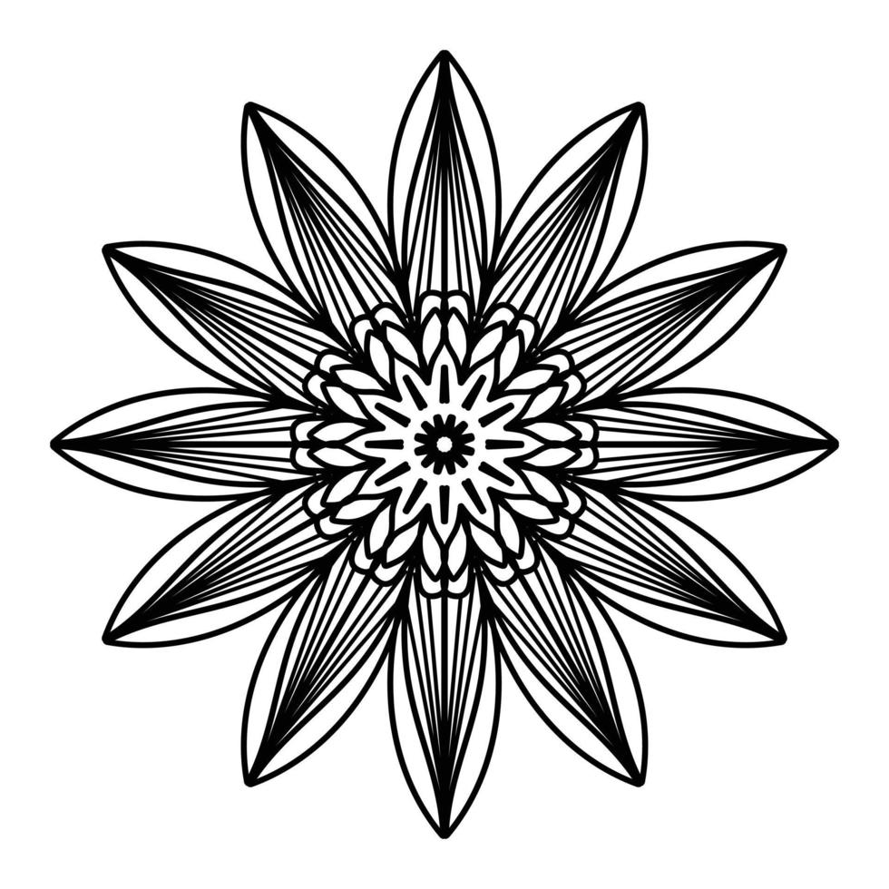 Schwarzes Mandala, dekorativer Luxus-Mandala-Designhintergrund, Mandala-Design, Mandala-Muster-Malbuchkunst-Tapetendesign, Fliesenmuster, Grußkarte, Schwarz-Weiß-Mandala vektor