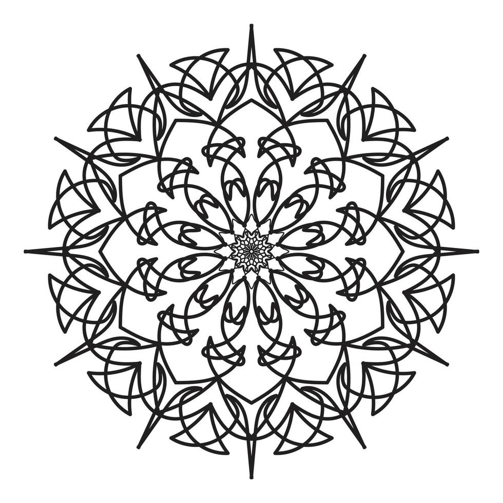 Schwarzes Mandala, dekorativer Luxus-Mandala-Designhintergrund, Mandala-Design, Mandala-Muster-Malbuchkunst-Tapetendesign, Fliesenmuster, Grußkarte, Schwarz-Weiß-Mandala vektor