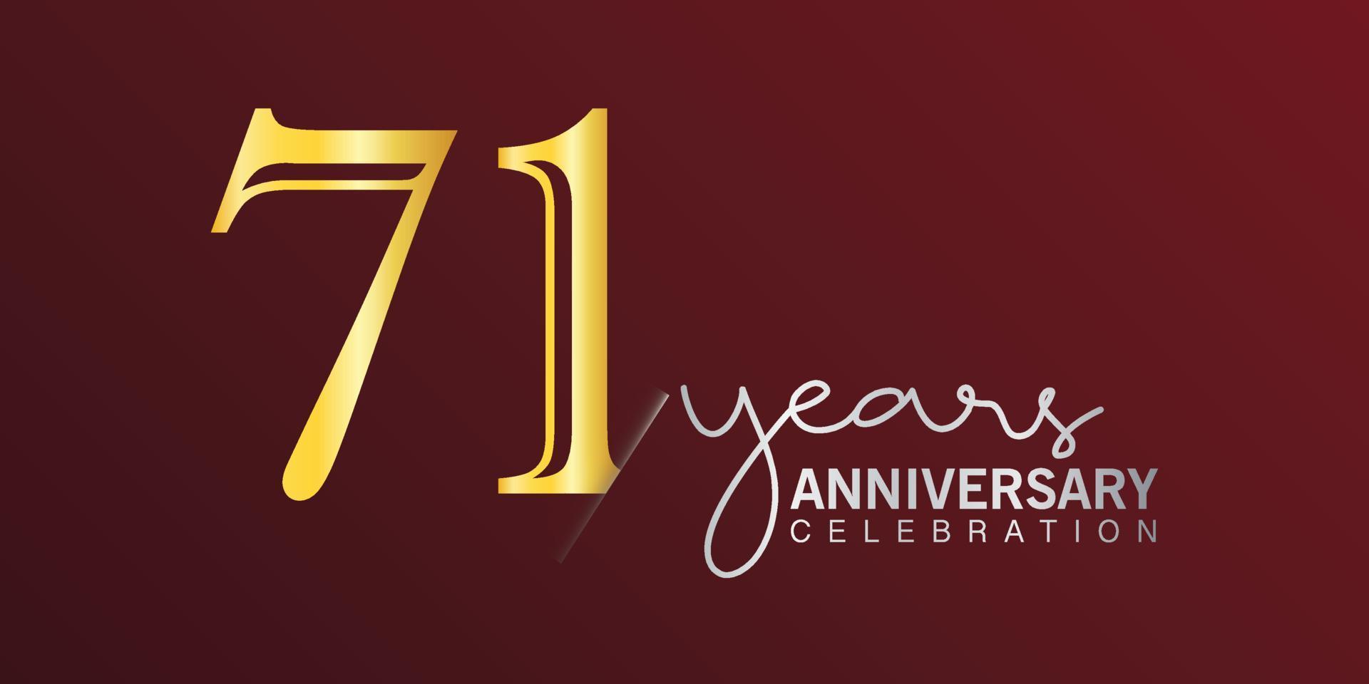 71. Jubiläumsfeier Logo Nummer Goldfarbe mit rotem Hintergrund. vektorjubiläum für feier, einladungskarte und grußkarte vektor