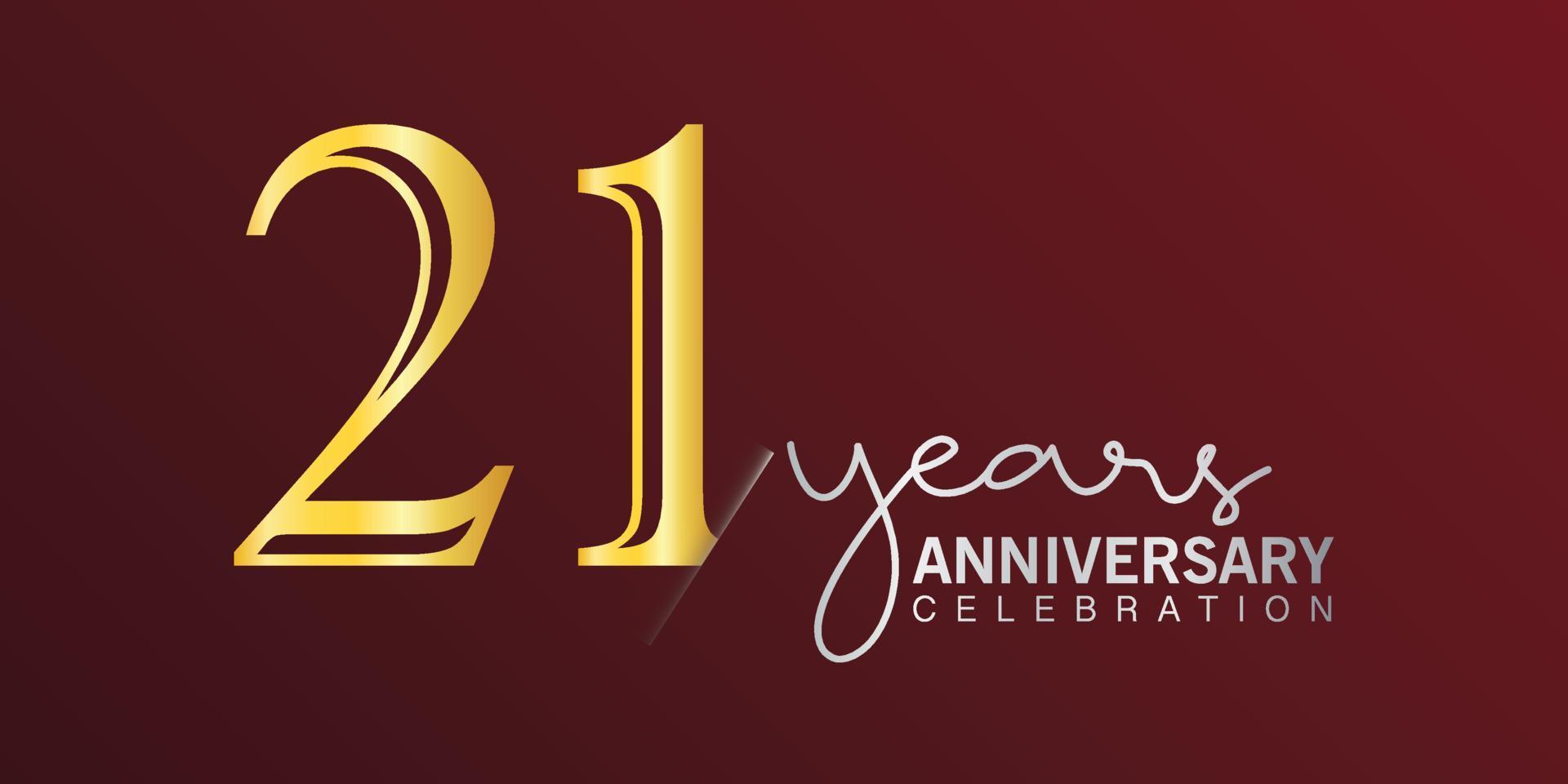 21. Jubiläumsfeier Logo Nummer Goldfarbe mit rotem Hintergrund. vektorjubiläum für feier, einladungskarte und grußkarte vektor