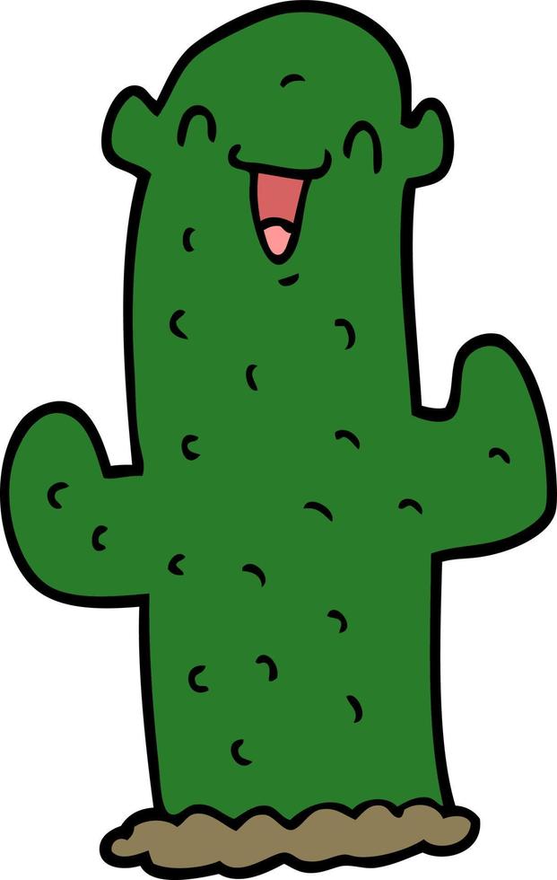 klotter karaktär tecknad serie kaktus vektor