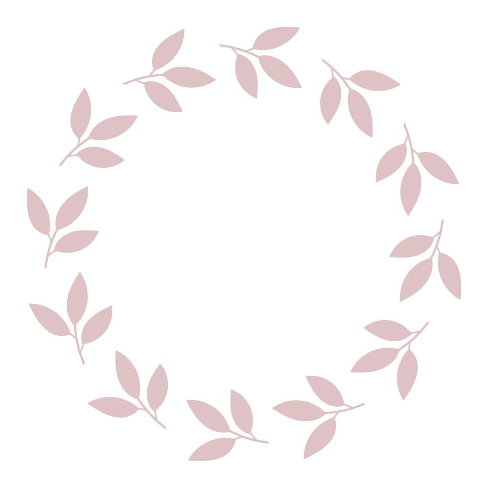 runda delikat blommig dekorativ ram av löv. mall för bröllop inbjudningar, kort. vektor enkel illustration isolerat på vit bakgrund