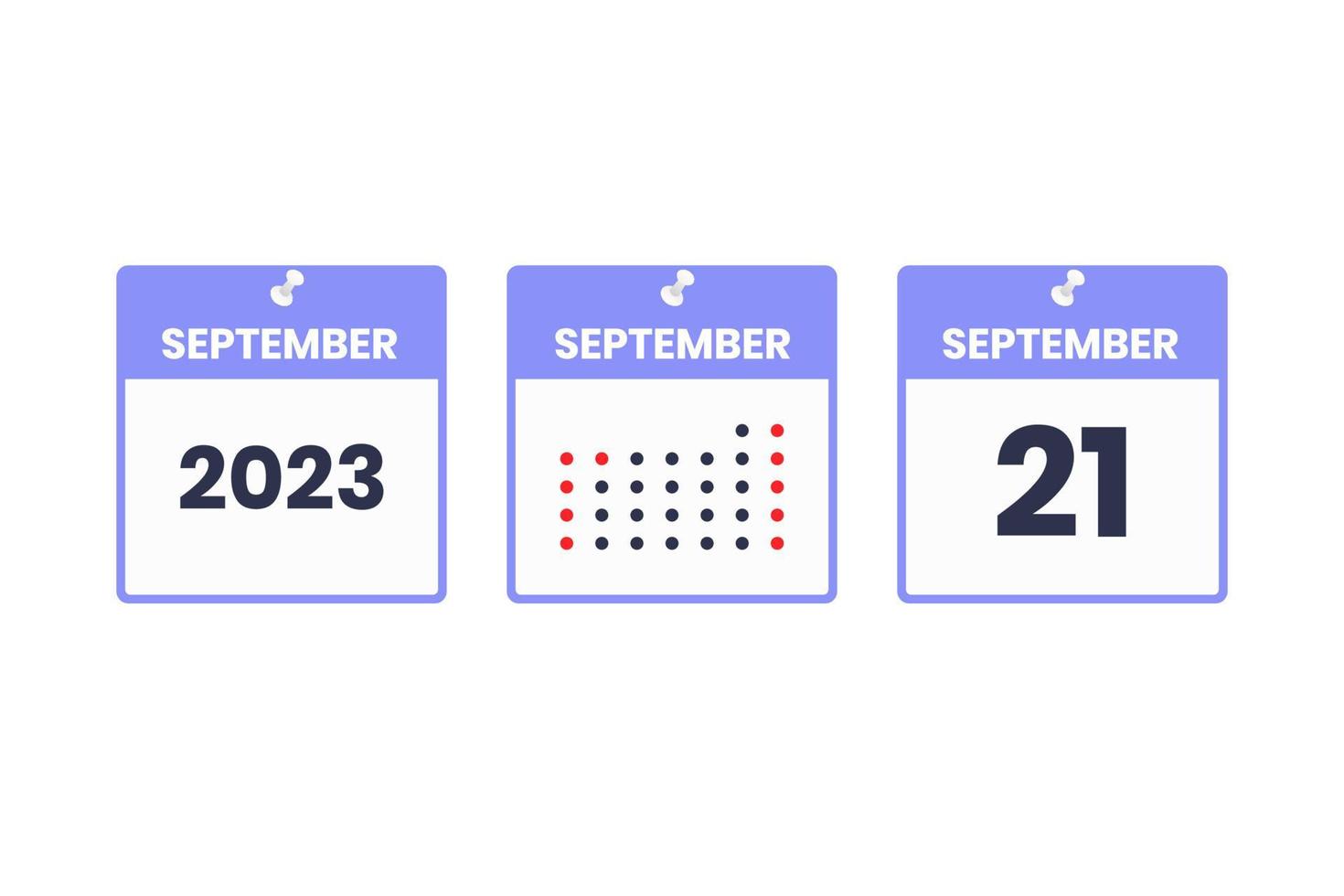 september 21 kalender design ikon. 2023 kalender schema, utnämning, Viktig datum begrepp vektor
