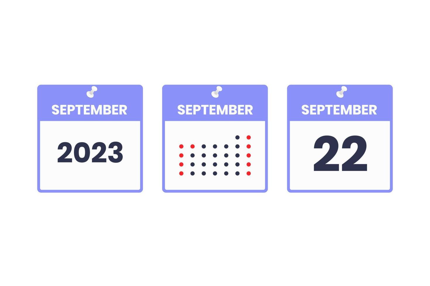 september 22 kalender design ikon. 2023 kalender schema, utnämning, Viktig datum begrepp vektor