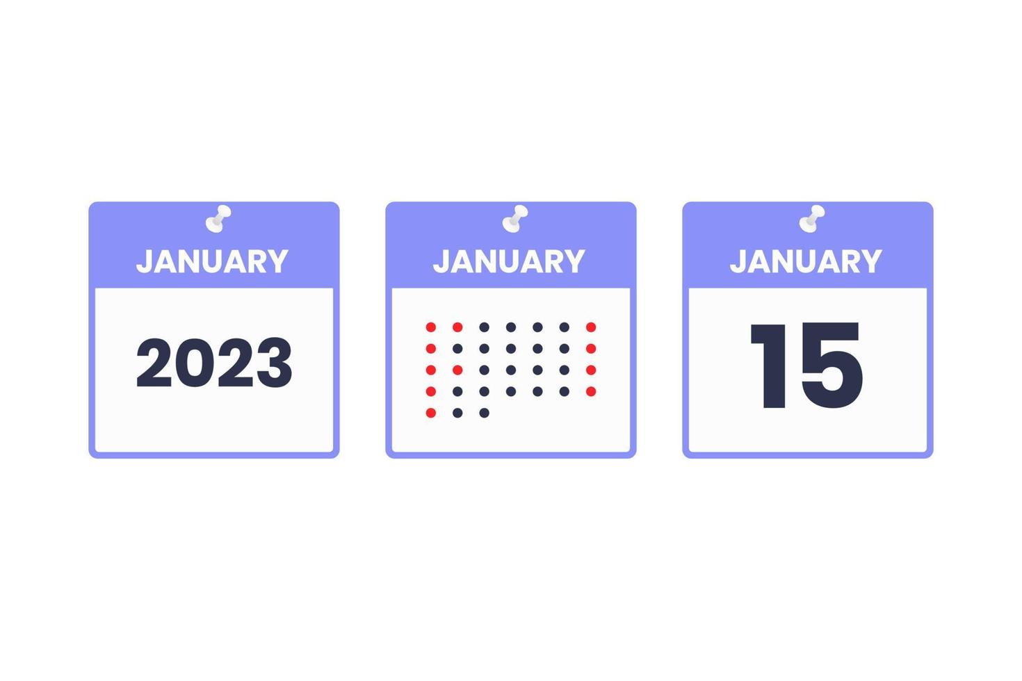 januari 15 kalender design ikon. 2023 kalender schema, utnämning, Viktig datum begrepp vektor
