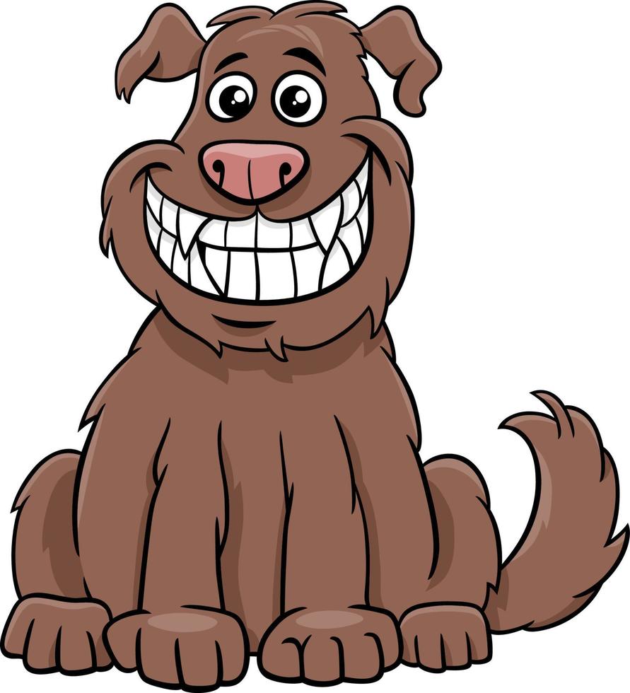 tecknad serie rolig hund komisk djur- karaktär flin vektor