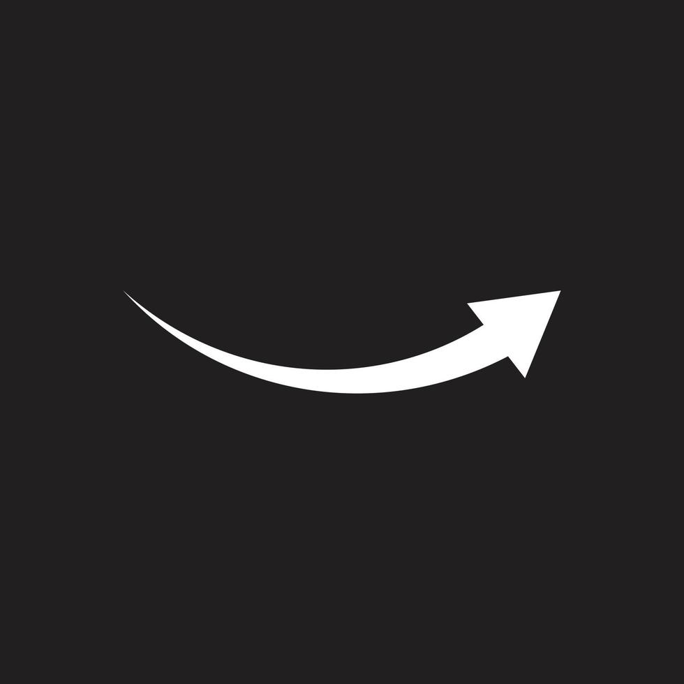 eps10 vit vektor böjd eller riktnings pil ikon isolerat på svart bakgrund. anges eller pekare pil symbol i en enkel platt trendig modern stil för din hemsida design, logotyp, och mobil app