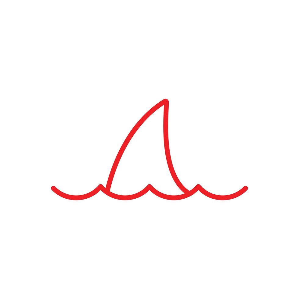 eps10 rote Vektor Haifischflosse abstrakte Linie Kunstsymbol isoliert auf weißem Hintergrund. Haifischflossen-Umrisssymbol in einem einfachen, flachen, trendigen, modernen Stil für Ihr Website-Design, Logo und mobile Anwendung