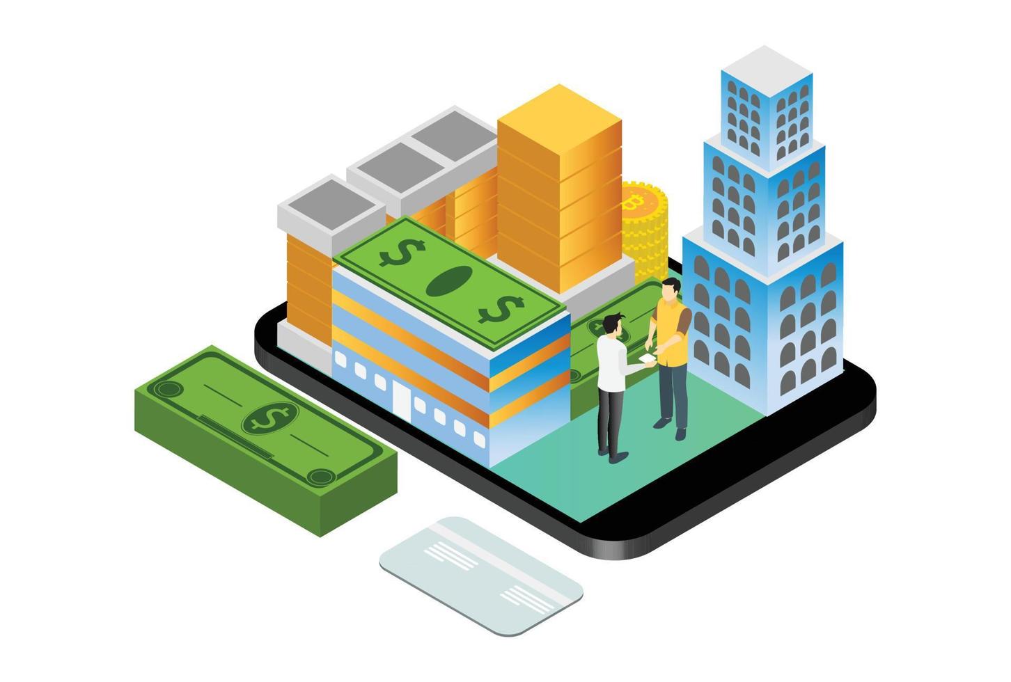 modern isometrisk smart finansiell teknologi, lämplig för diagram, infografik, illustration, och Övrig grafisk relaterad tillgångar vektor