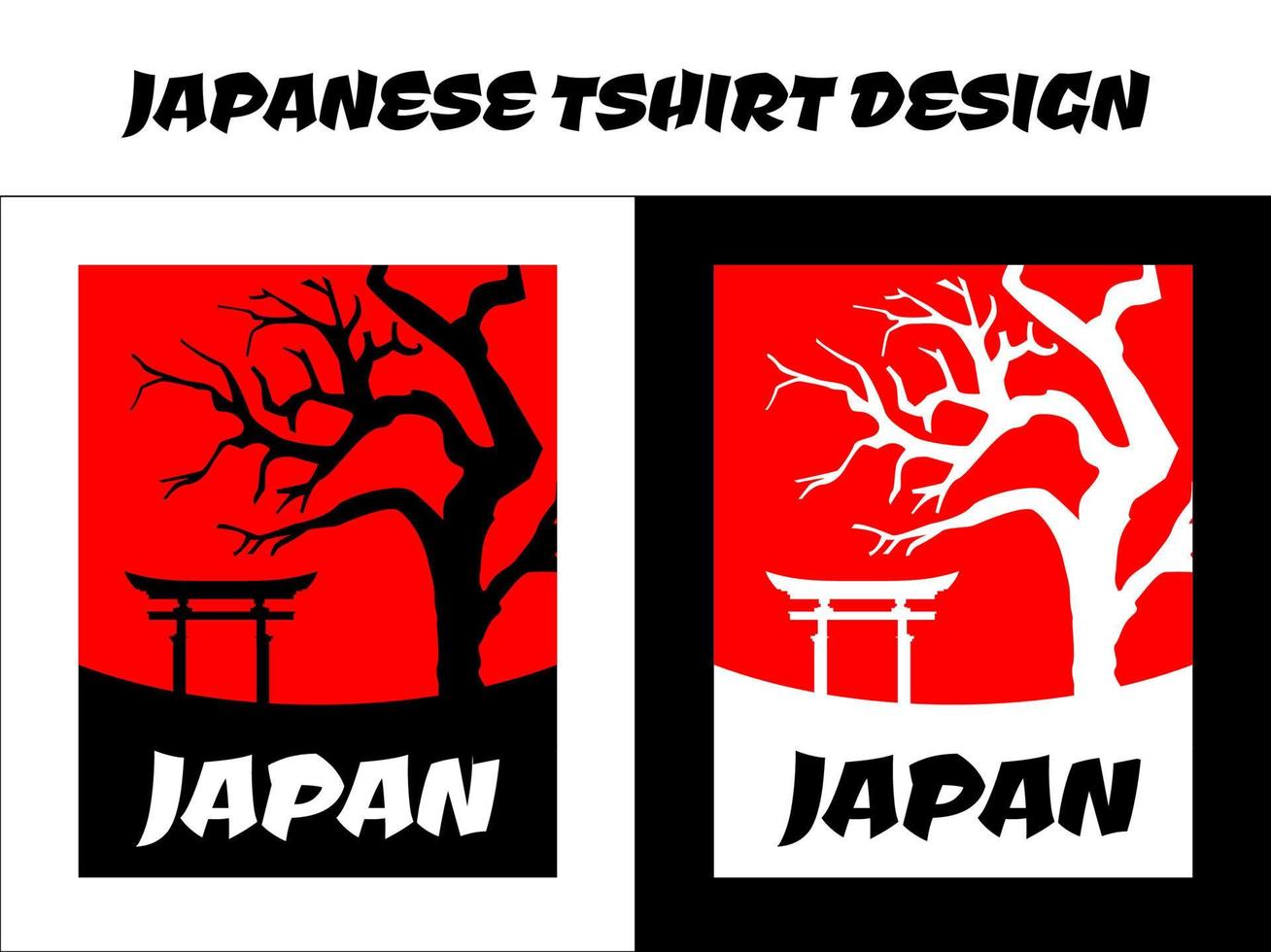 japansk t-shirt design, silhuett för en japansk tema vektor