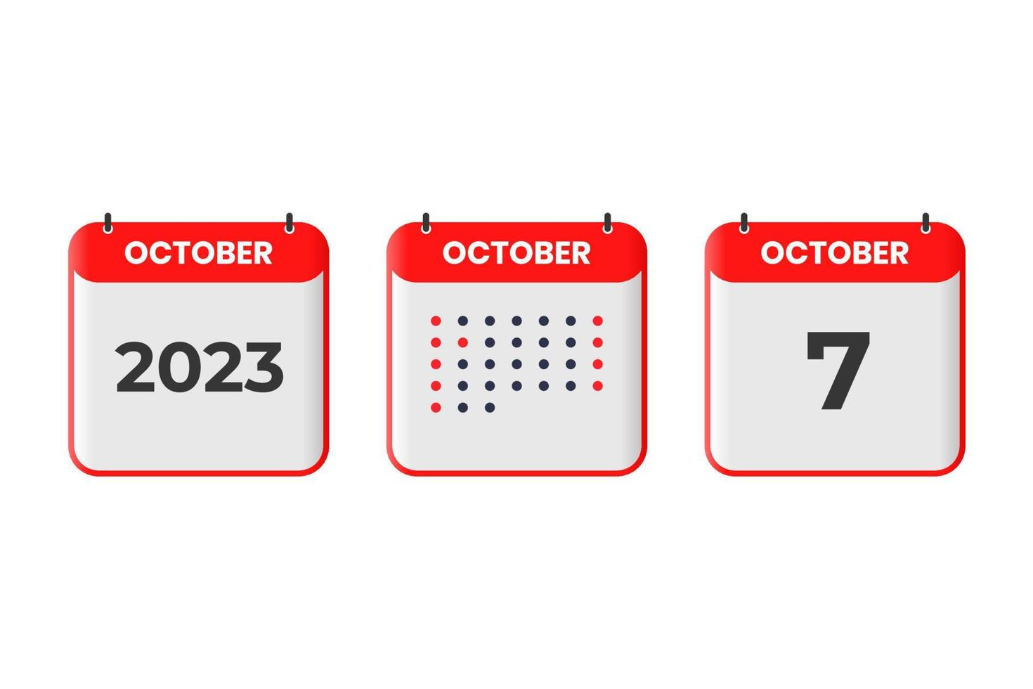 oktober 7 kalender design ikon. 2023 kalender schema, utnämning, Viktig datum begrepp vektor