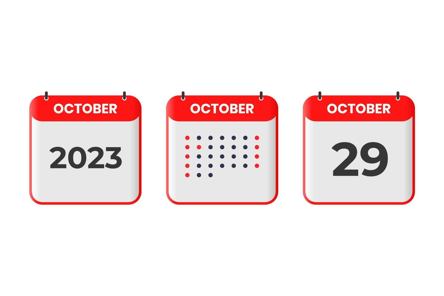 oktober 29 kalender design ikon. 2023 kalender schema, utnämning, Viktig datum begrepp vektor