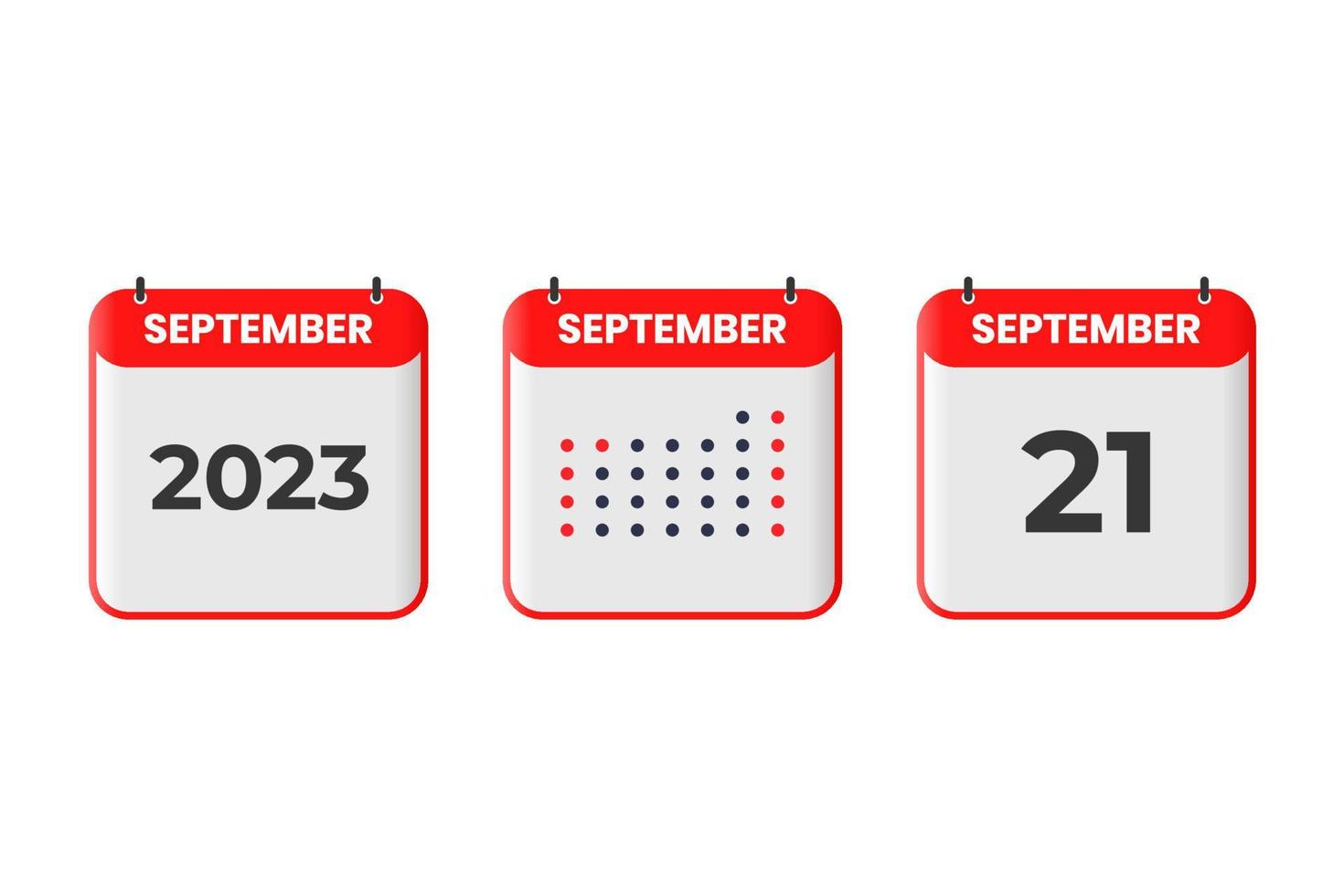 21. September Kalender-Design-Ikone. Kalenderplan 2023, Termin, wichtiges Datumskonzept vektor